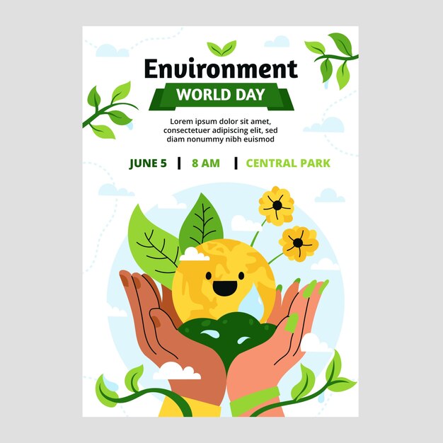 Flat world environment day flyer template