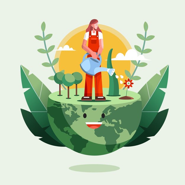 Flat world environment day illustration