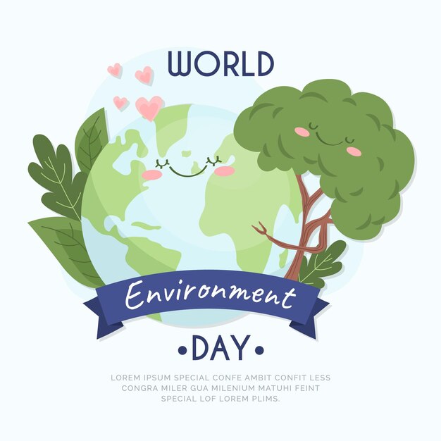 Flat world environment day illustration