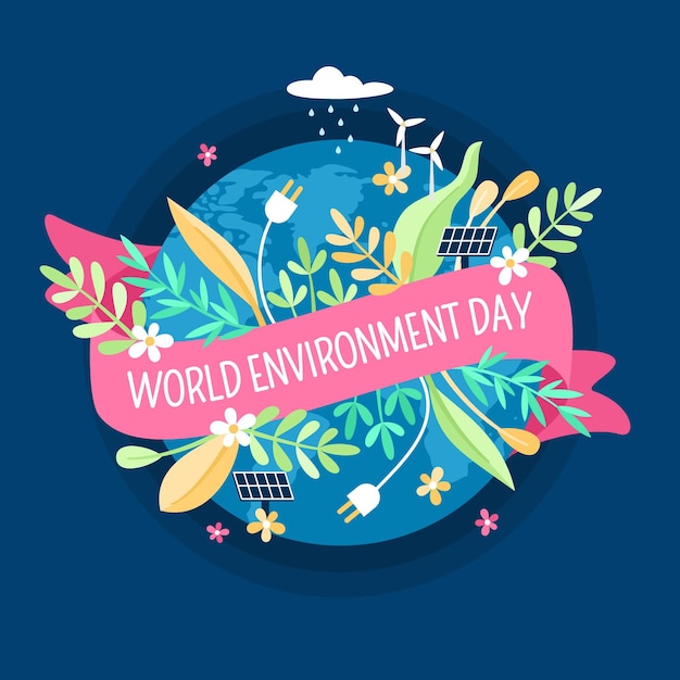 Free vector flat world environment day illustration