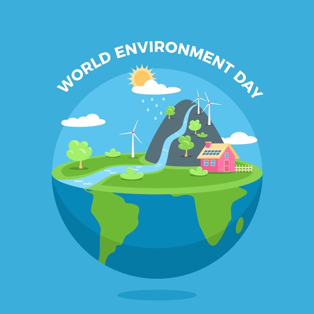 Flat world environment day illustration