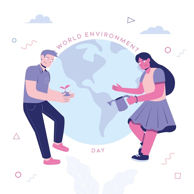 Free vector flat world environment day illustration