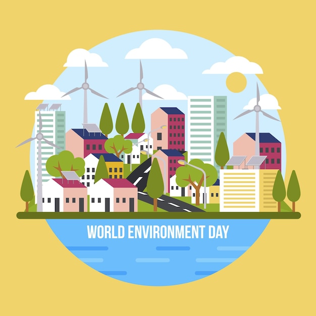 Free Vector flat world environment day illustration