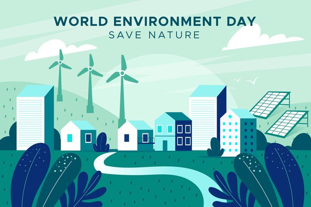 Flat world environment day illustration