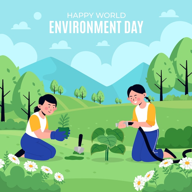 Flat world environment day illustration