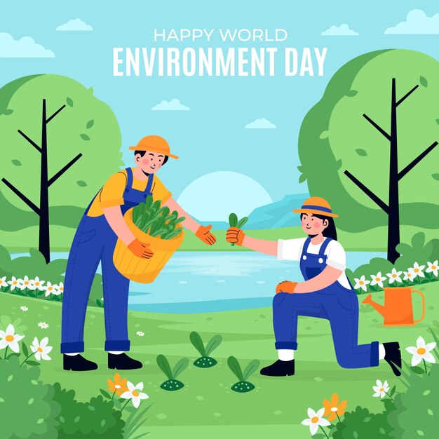 Flat world environment day illustration