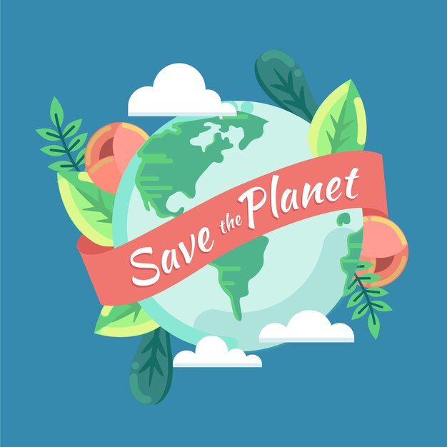 Flat world environment day save the planet illustration