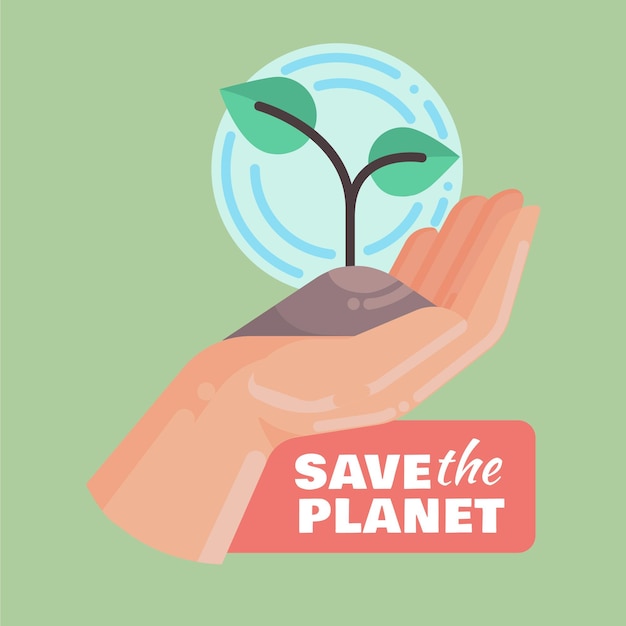 Flat world environment day save the planet illustration