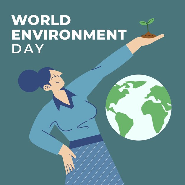 Flat world environment day save the planet illustration