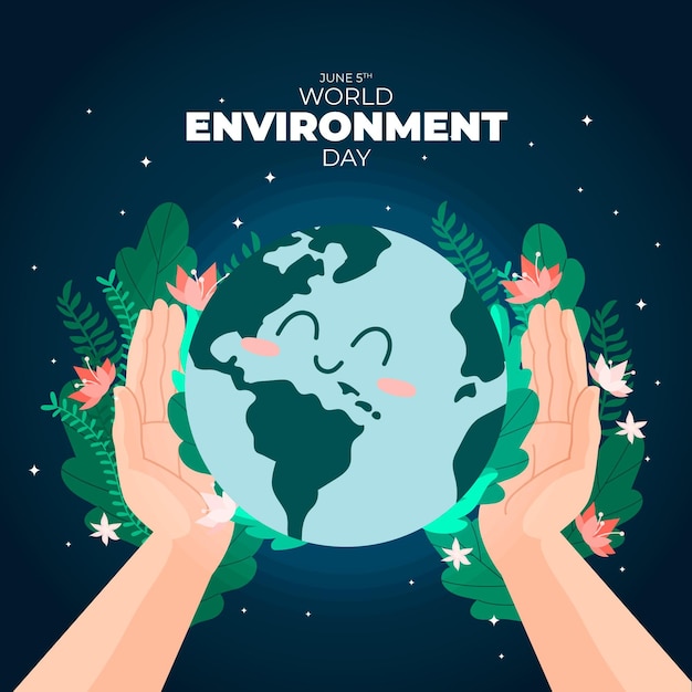 Flat world environment day save the planet illustration