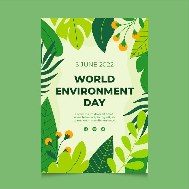 Free Vector flat world environment day vertical poster template