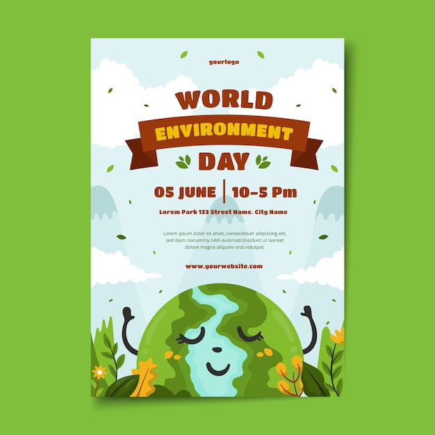 Free vector flat world environment day vertical poster template