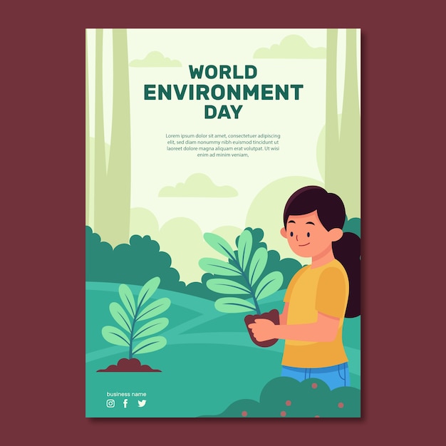 Free Vector flat world environment day vertical poster template