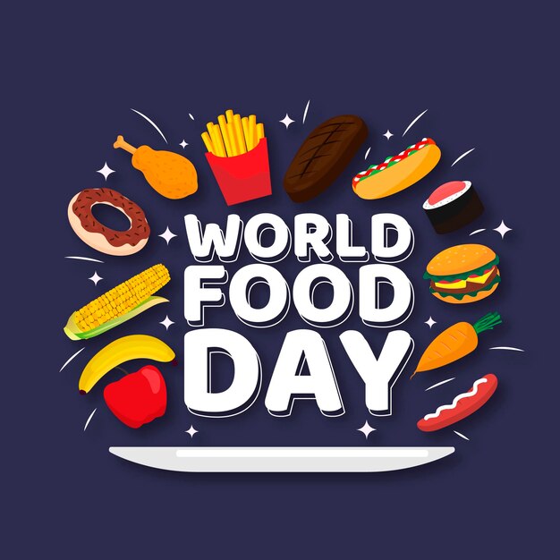 Flat world food day concept