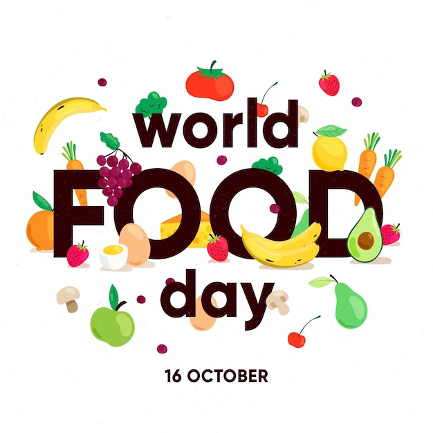 Flat world food day concept