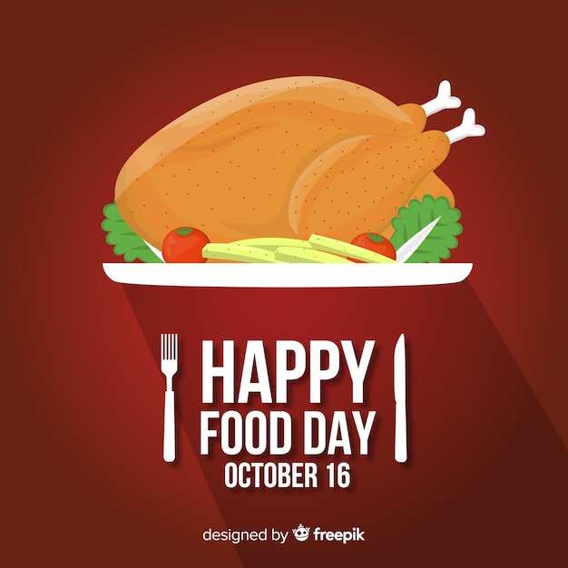 Free Vector flat world food day with staffed chicken