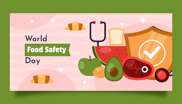 Free Vector flat world food safety day horizontal banner template