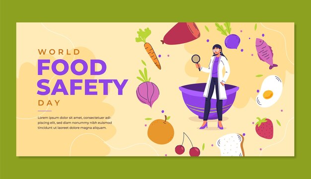 Flat world food safety day horizontal banner template