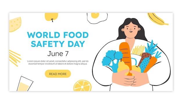 Free Vector flat world food safety day horizontal banner template