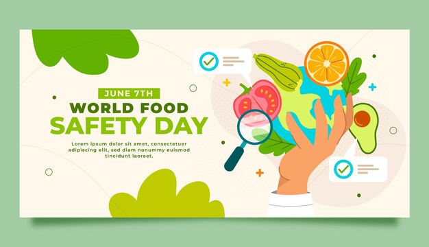 Flat world food safety day horizontal banner template