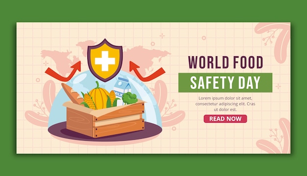 Free Vector flat world food safety day horizontal banner template