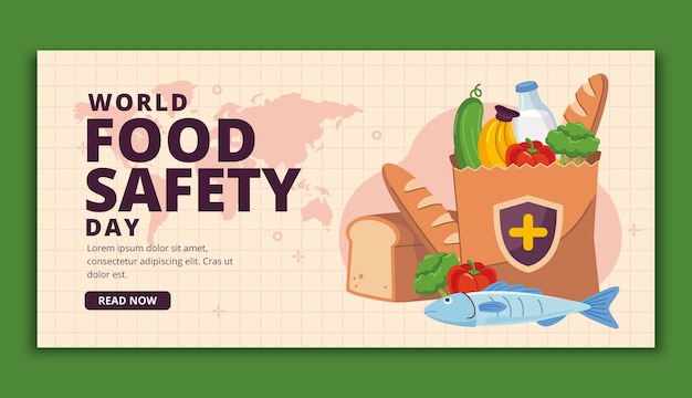 Free Vector flat world food safety day horizontal banner template