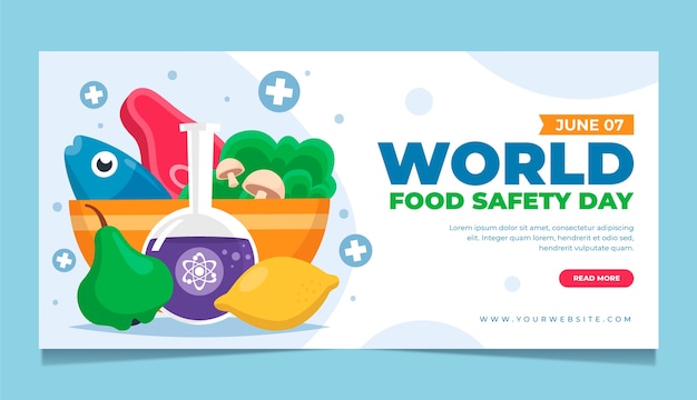 Free Vector flat world food safety day horizontal banner template