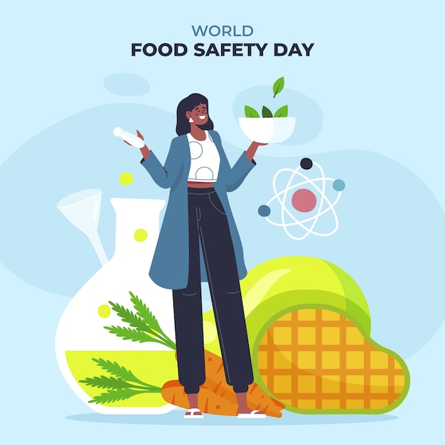 Flat world food safety day illustration