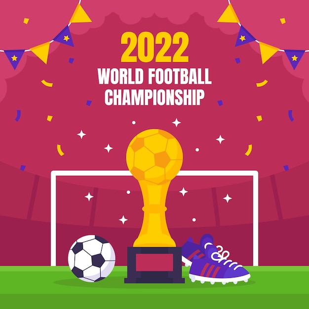 Flat world footbal championship illustration