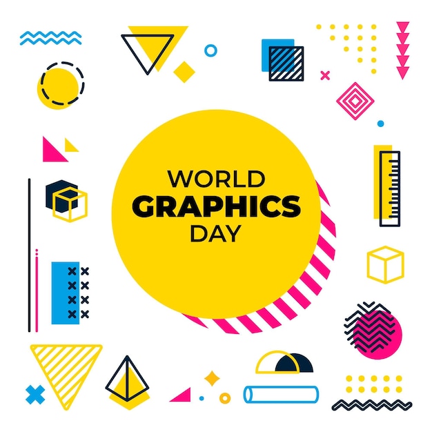 Flat world graphics day illustration