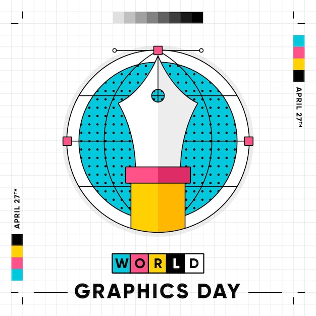 Flat world graphics day illustration