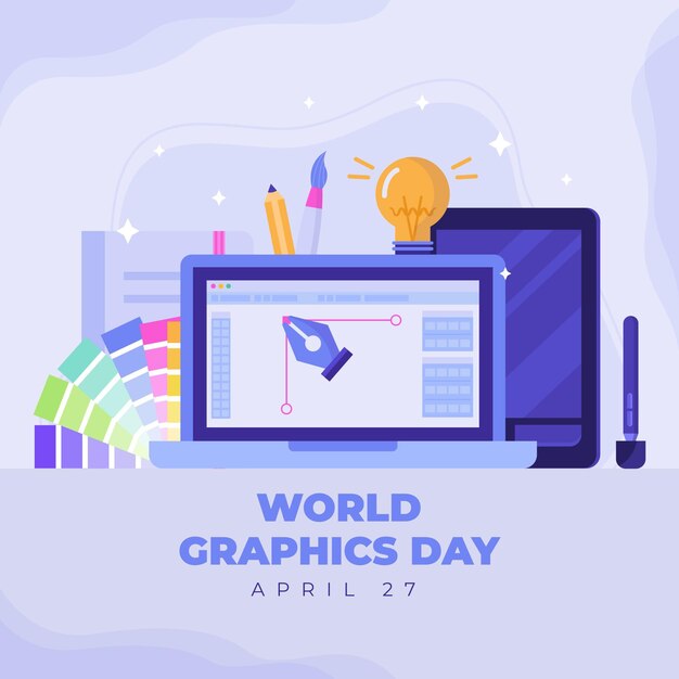 Flat world graphics day illustration