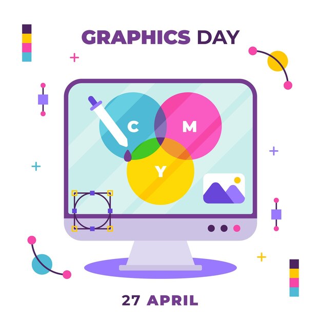 Flat world graphics day illustration