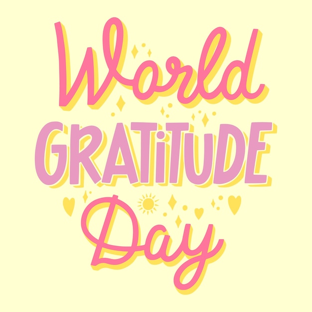 Flat world gratitude day lettering