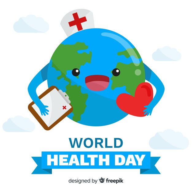 Flat world health day background