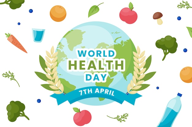 Flat world health day background