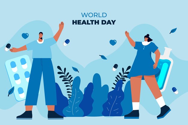 Flat world health day background