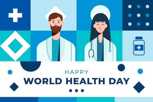 Flat world health day background