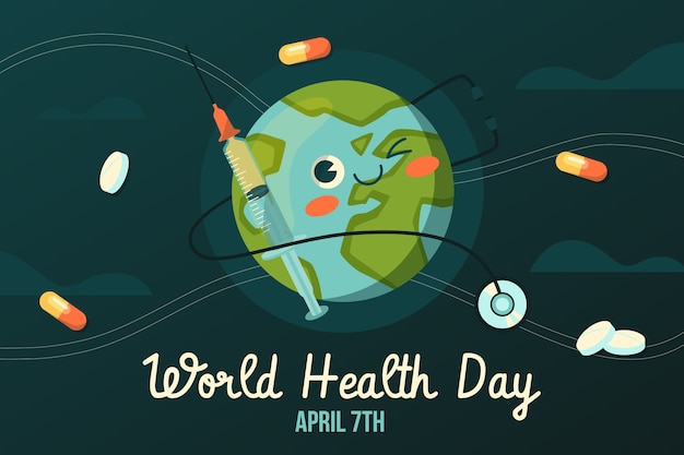 Flat world health day background