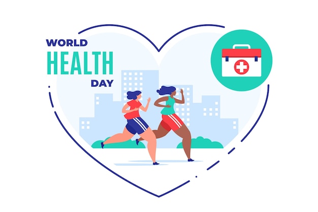 Flat world health day celebration illustration