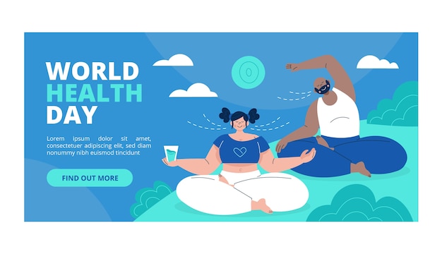 Flat world health day horizontal banner template