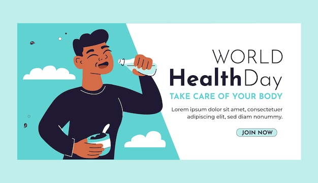 Flat world health day horizontal banner template