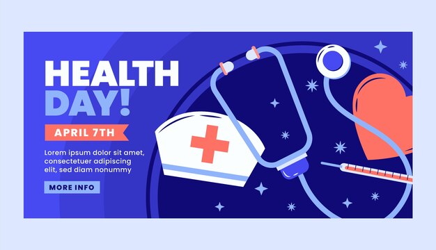 Flat world health day horizontal banner template