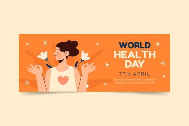 Flat world health day horizontal banner