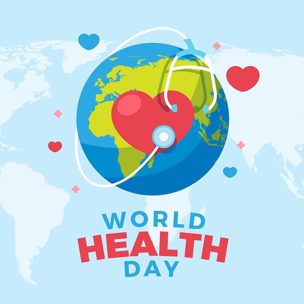 Flat world health day illustration