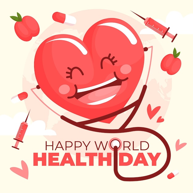 Flat world health day illustration