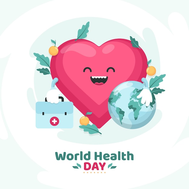 Flat world health day illustration