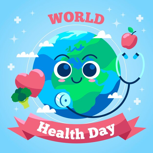 Flat world health day illustration