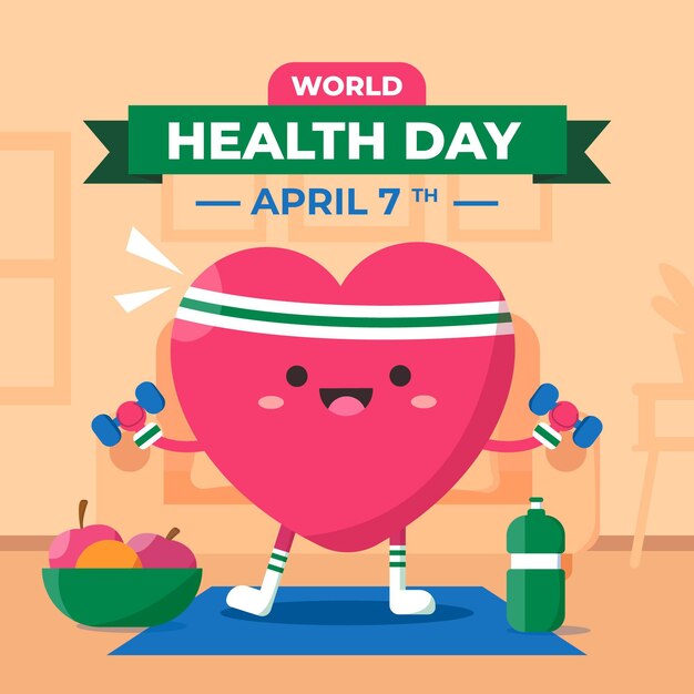 Flat world health day illustration