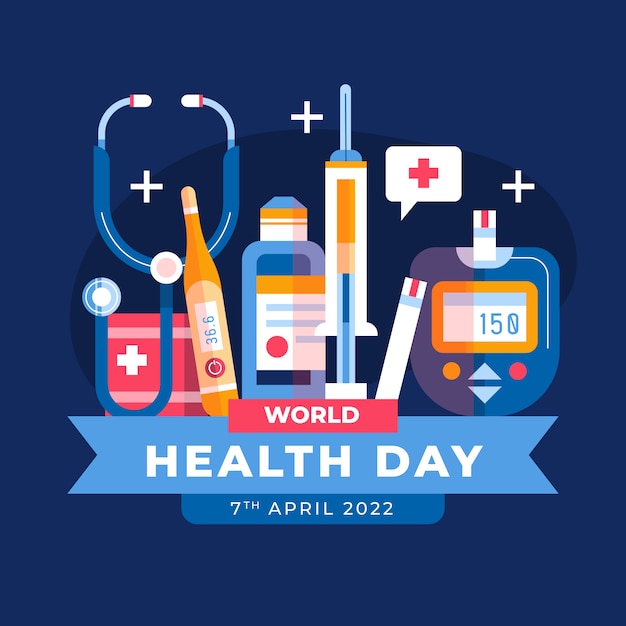 Flat world health day illustration